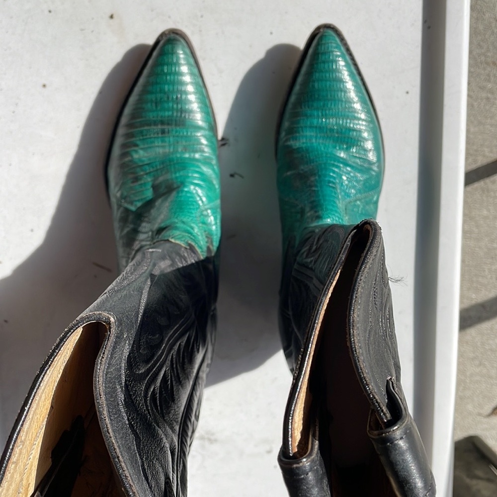 JUSTIN Tall Boots Exotic Iguana Leather Vintage | Fits 6–6.5 6.5